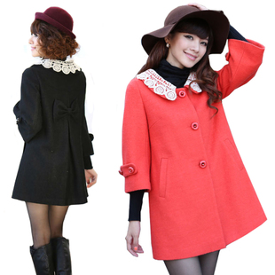 Maternity clothing spring winter outerwear woolen outerwear woolen overcoat cute trench