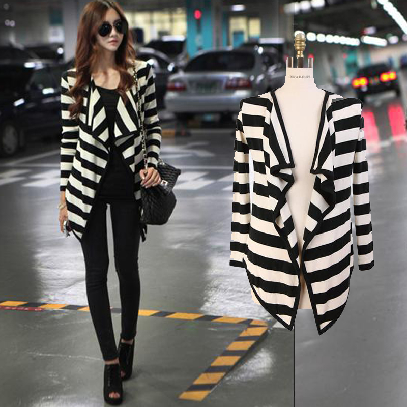 Maternity clothing stripe turn-down collar outerwear maternity casual cardigan loose long-sleeve sweater