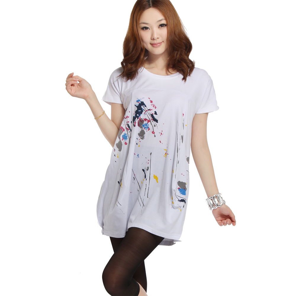 Maternity clothing summer 100% cotton print maternity short-sleeve top maternity t-shirt 10956