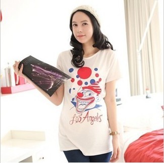 Maternity clothing summer cartoon clown maternity short-sleeve o-neck T-shirt