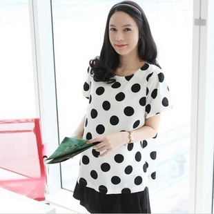 Maternity clothing summer dot maternity short-sleeve top comfortable elegant