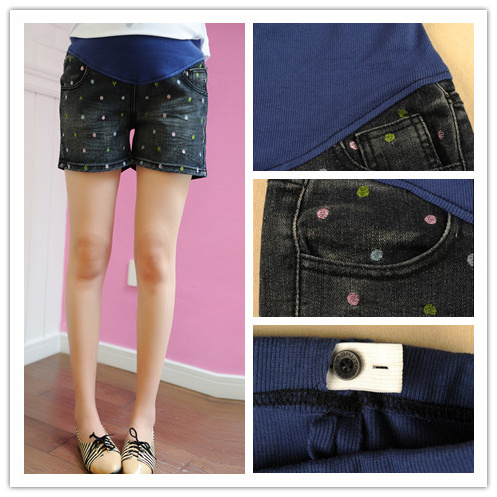 Maternity clothing summer embroidery love maternity shorts maternity pants belly pants summer maternity denim shorts