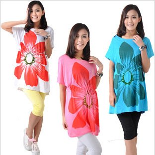 Maternity clothing summer fashion loose flower long design maternity top T-shirt maternity dress