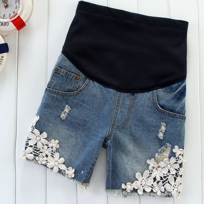 Maternity clothing summer fashion maternity pants laciness maternity shorts maternity denim shorts belly pants a7 b