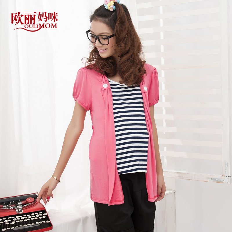 Maternity clothing summer fashion stripe 2 maternity short-sleeve maternity t-shirt