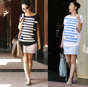 Maternity clothing summer fashion stripe maternity short-sleeve t-shirt maternity top