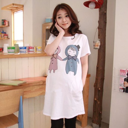 Maternity clothing summer long design white short-sleeve T-shirt short-sleeve top 081