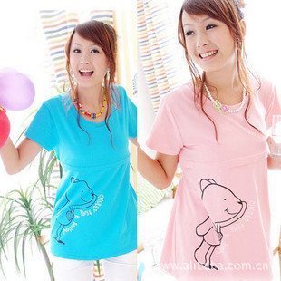 Maternity clothing summer long johns sleepwear nursing loading nursing clothes puerperal month of clothing short-sleeve top