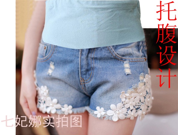 Maternity clothing summer maternity pants maternity shorts maternity denim shorts belly pants