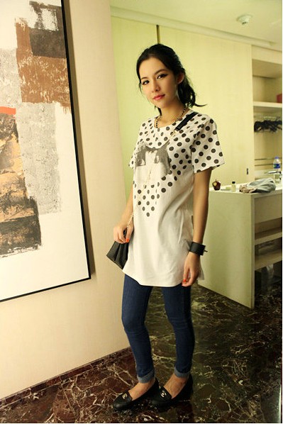 Maternity clothing summer maternity short-sleeve T-shirt o-neck maternity top cat pattern