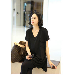 Maternity clothing summer maternity t-shirt 100% cotton short-sleeve top casual V-neck batwing sleeve maternity short-sleeve