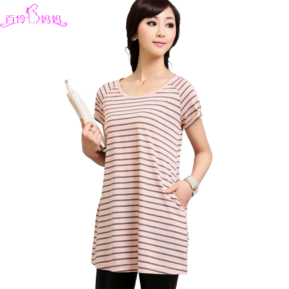 Maternity clothing summer maternity t-shirt loose fashion stripe casual top