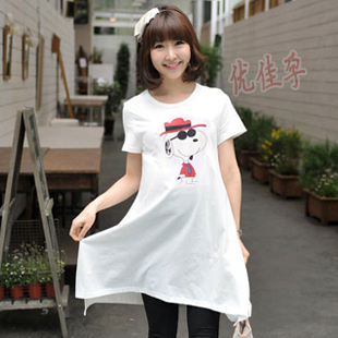 Maternity clothing summer SNOOPY long design t-shirt fashion irregular sweep 211