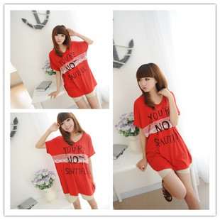 Maternity clothing t-shirt laciness letter t-shirt maternity top red maternity top