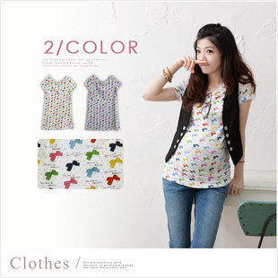 Maternity clothing T-shirt summer short-sleeve fashion bow top maternity short-sleeve top