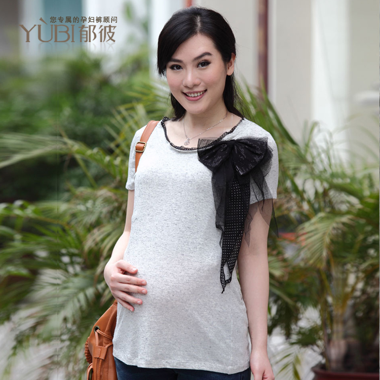 Maternity clothing T-shirt summer short-sleeve maternity t-shirt top loose 100% cotton maternity summer top