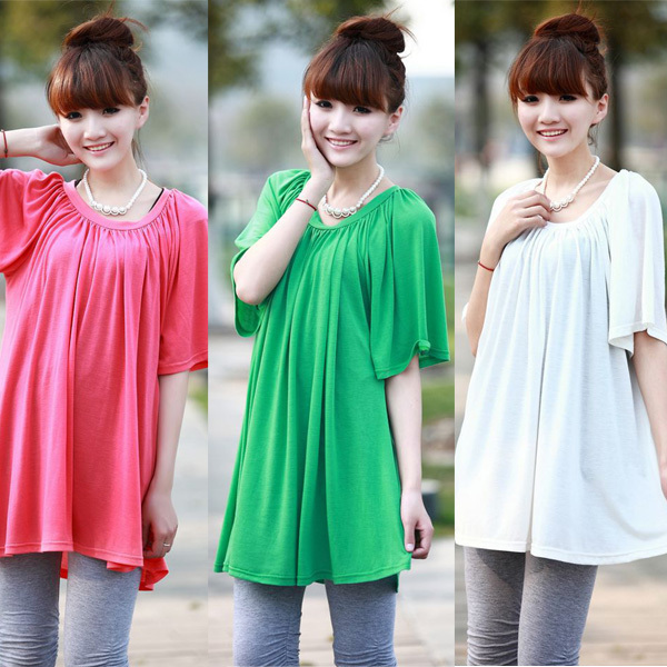 Maternity clothing top plus size summer long design casual maternity short-sleeve 100% cotton round neck T-shirt