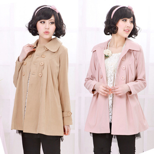 Maternity clothing top turn-down collar elegant maternity trench outerwear double breasted overcoat