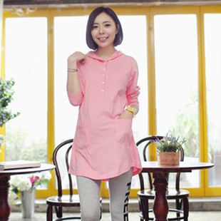 Maternity clothing top with a hood spring and autumn casual maternity clothing maternity basic shirt long-sleeve T-shirt long