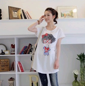 Maternity clothing white short-sleeve T-shirt all-match 7037