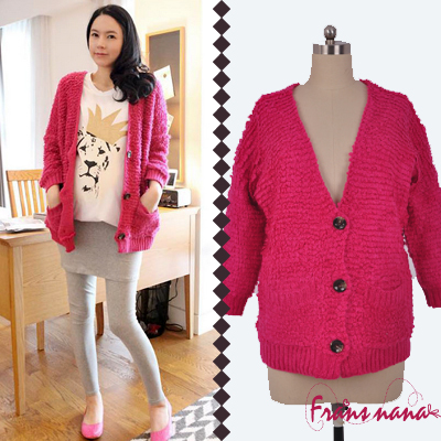 Maternity clothing winter maternity sweater cardigan pink plush maternity sweater outerwear