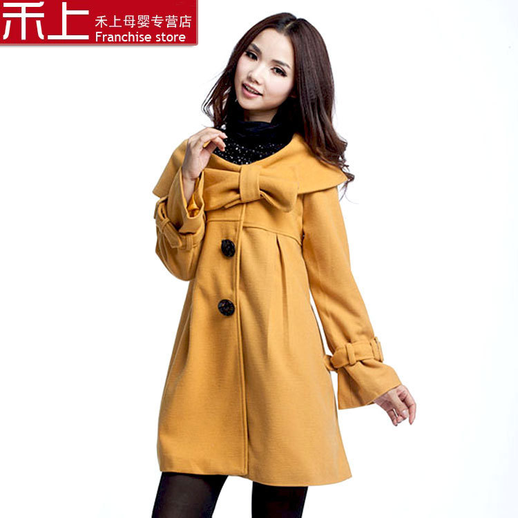 Maternity clothing woolen fashion maternity spring and autumn outerwear maternity trench plus size 186