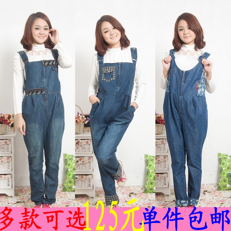 Maternity denim bib pants maternity pants plus size trousers roll maternity pants plaid trousers