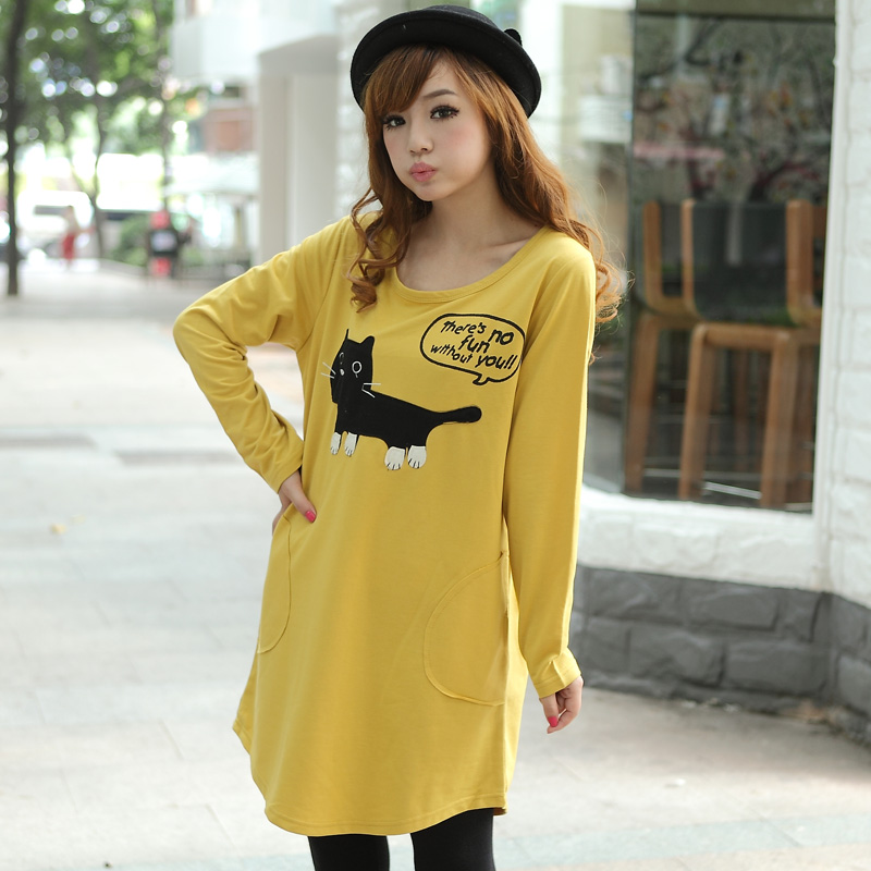 Maternity long-sleeve T-shirt loose long design maternity long-sleeve T-shirt fashion maternity clothing autumn top