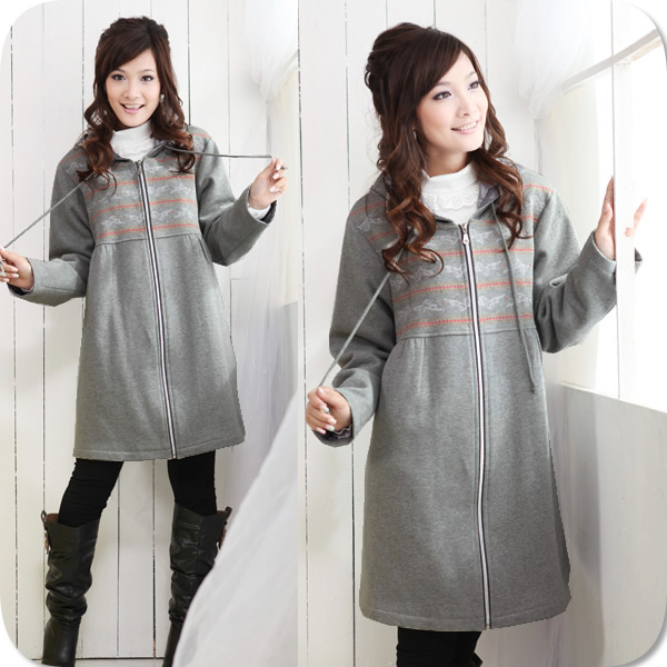 Maternity outerwear zipper maternity hooded thickening outerwear top autumn and winter maternity clothing 1s4270