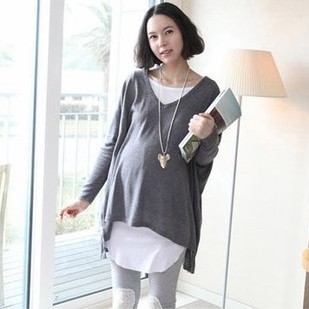 Maternity set spring twinset loose batwing sleeve maternity top t-shirt