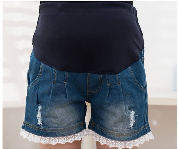 Maternity shorts spring & summer lace decoration maternity denim shorts legging maternity pants   -t2