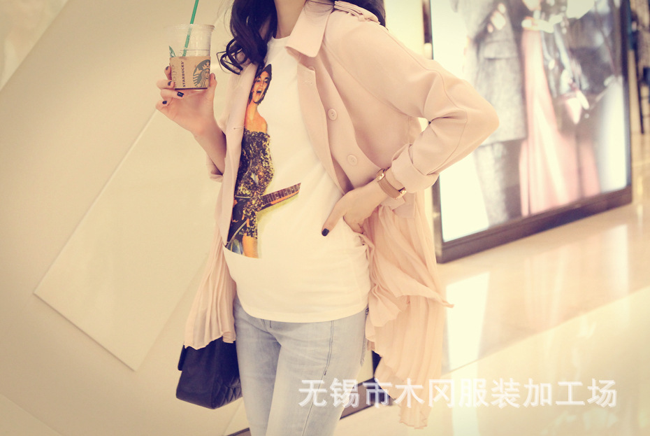 Maternity spring and autumn end of a single fashion new arrival mix match short trench maternity outerwear