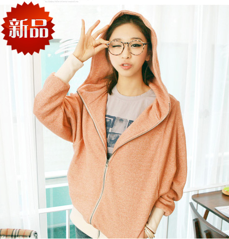 Maternity spring and autumn women's loose plus size with a hood batwing sleeve sweatshirt maternity cardigan