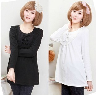 Maternity  spring long-sleeve o-neck basic shirt maternity t-shirt cotton top sweet maternity  BB7 shop