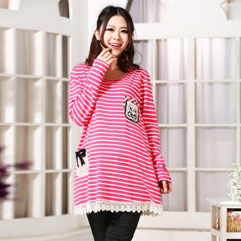 Maternity spring top stripe fashion basic shirt maternity clothing 2013gh8308