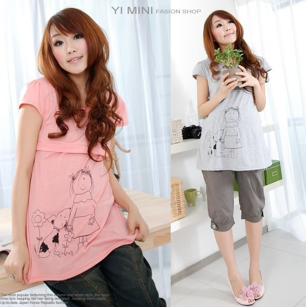 Maternity summer cartoon maternity clothing nursing clothes nursing clothes top