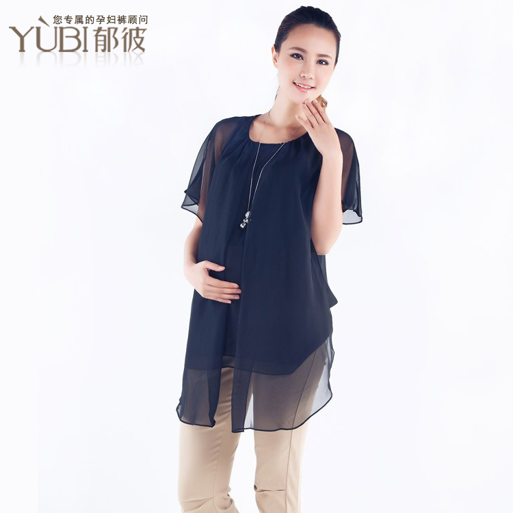 Maternity summer elegant top fashion chiffon tulle short-sleeve t-shirt maternity clothing