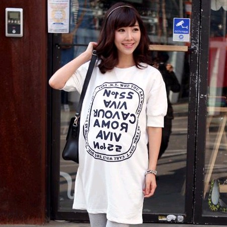 Maternity summer t-shirt long design o-neck half sleeve t-shirt white maternity clothing summer top