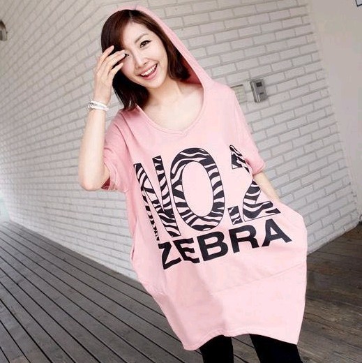 Maternity summer upperwear with a hood pink letter short-sleeve T-shirt upperwear maternity clothing