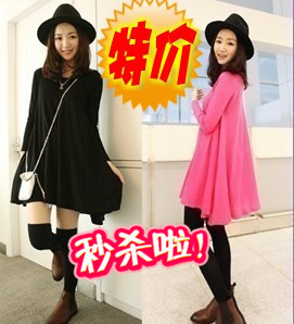 Maternity t-shirt long-sleeve knitted maternity basic shirt one-piece dress plus size maternity clothing spring top