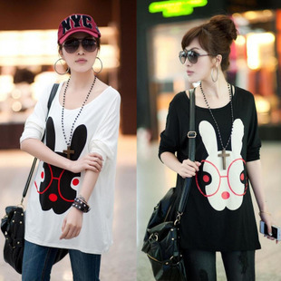 Maternity t-shirt maternity clothing long-sleeve T-shirt glasses rabbit modal maternity top