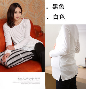 Maternity top 100% cotton 100% cotton all-match maternity basic shirt t-shirt round low collar maternity clothing autumn