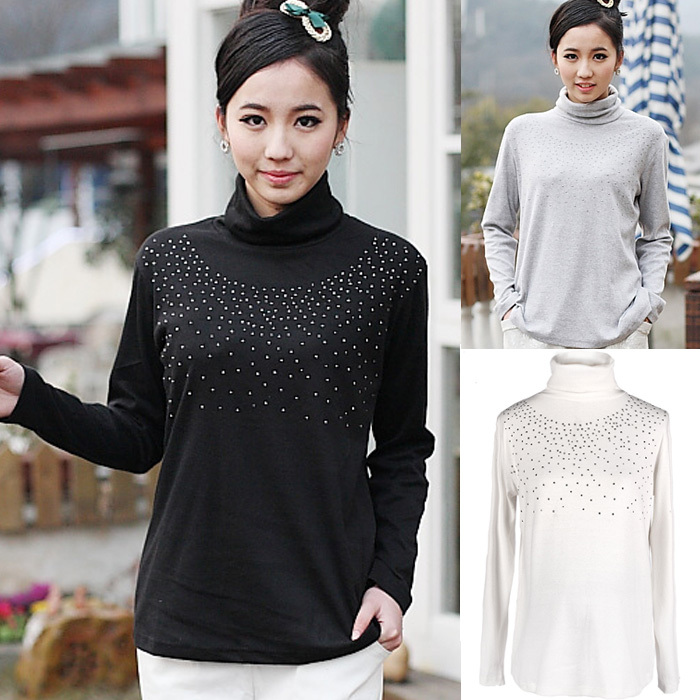 Maternity top autumn fashion small rivet 100% cotton maternity basic shirt maternity basic three-color