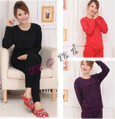 Maternity winter long hair thickening high quality velvet thermal underwear nursing maternity set