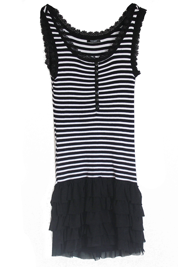 Mdmy 2013 all-match stripe patchwork sweep lace decoration long design vest sweater women