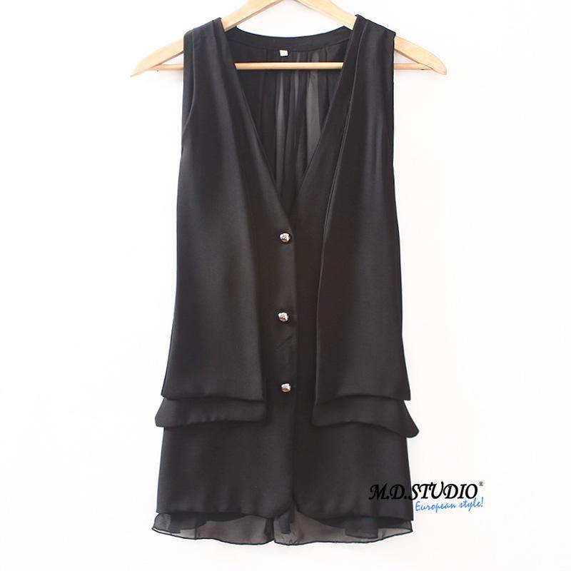 Mdstudio spring and summer new arrival cool chiffon back strap sleeveless chiffon vest female