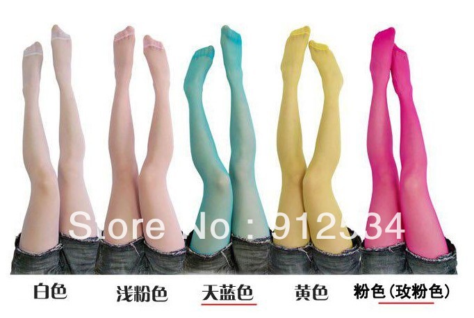 Meat multicolour Core-spun Yarn pantyhose candy color ultra-thin stockings