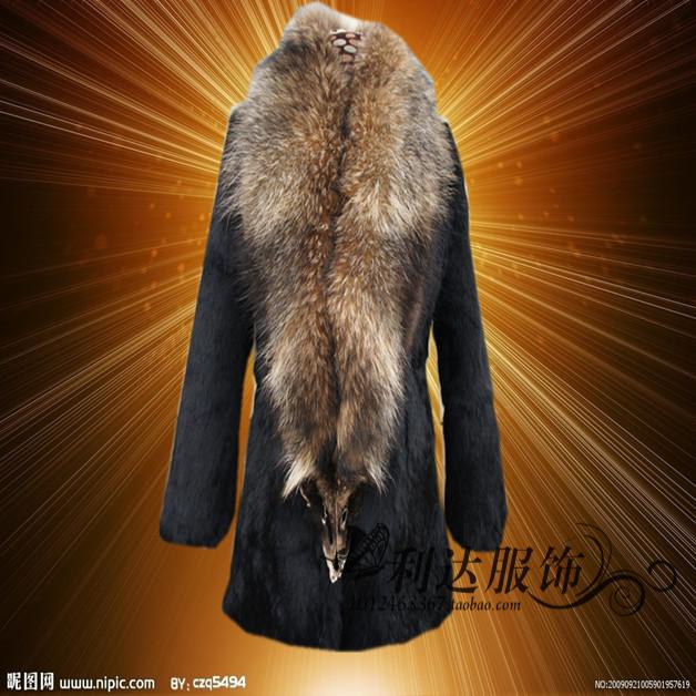 Medium-long rabbit fur outerwear large raccoon fur overcoat women's short design fur coat