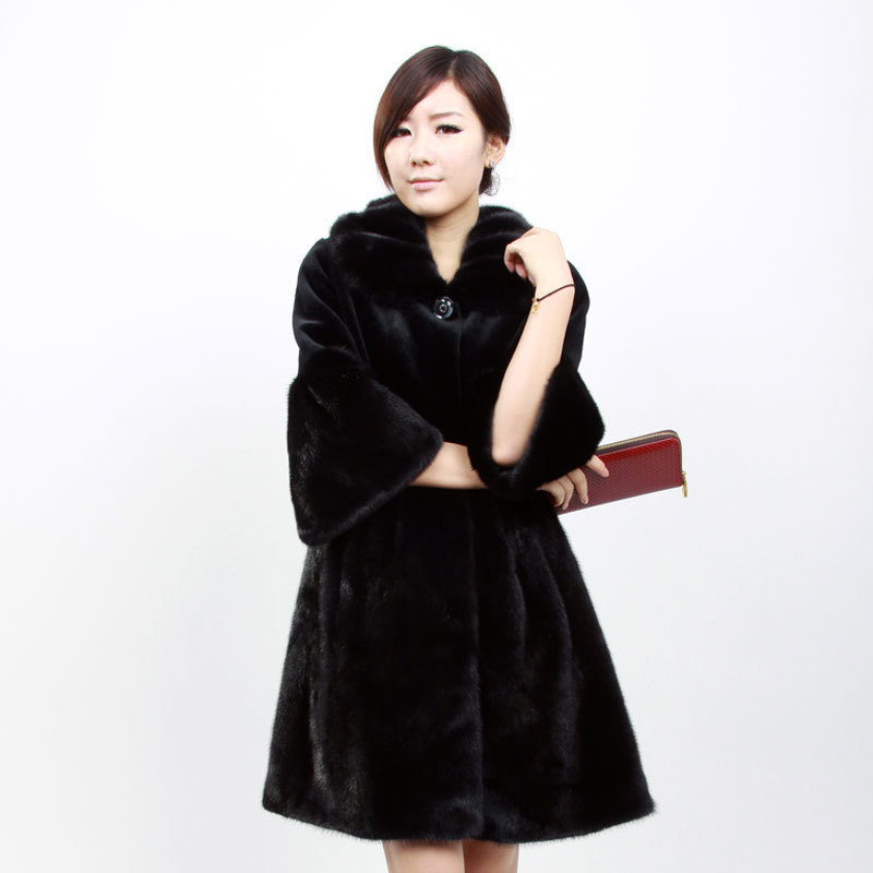 Medium-long women's marten overcoat mink fur coat fur overcoat bd818