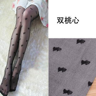 Meet Beauty-Free Shipping,2012 New Arrival, Fashion Double Loving Heart stocking,Hollow out Tight Black Panty Hose